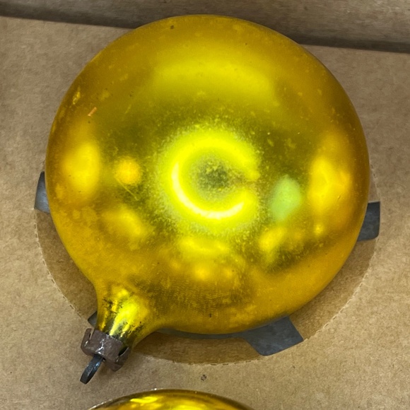 1950’s Gold Mercury Glass Christmas Tree Ornaments Vintage Set of 6 - Picture 5 of 15